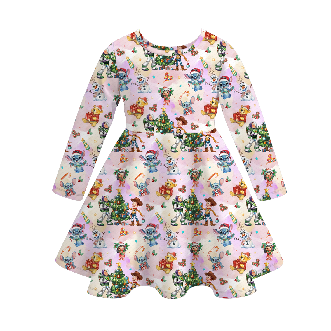 （Pre Order）Girls Christmas Magical World Print Dress