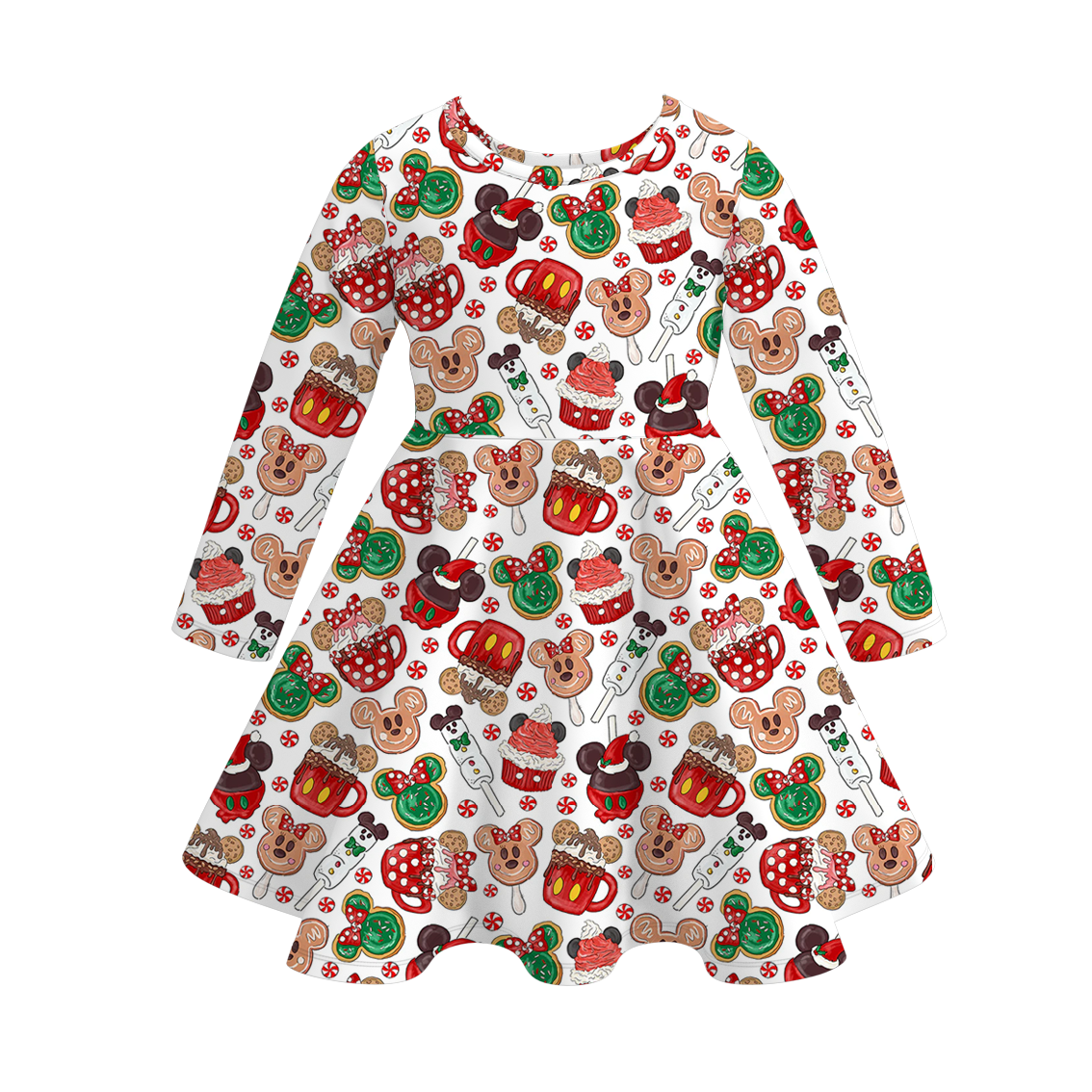 （Pre Order）Girls Christmas Magical World Print Dress