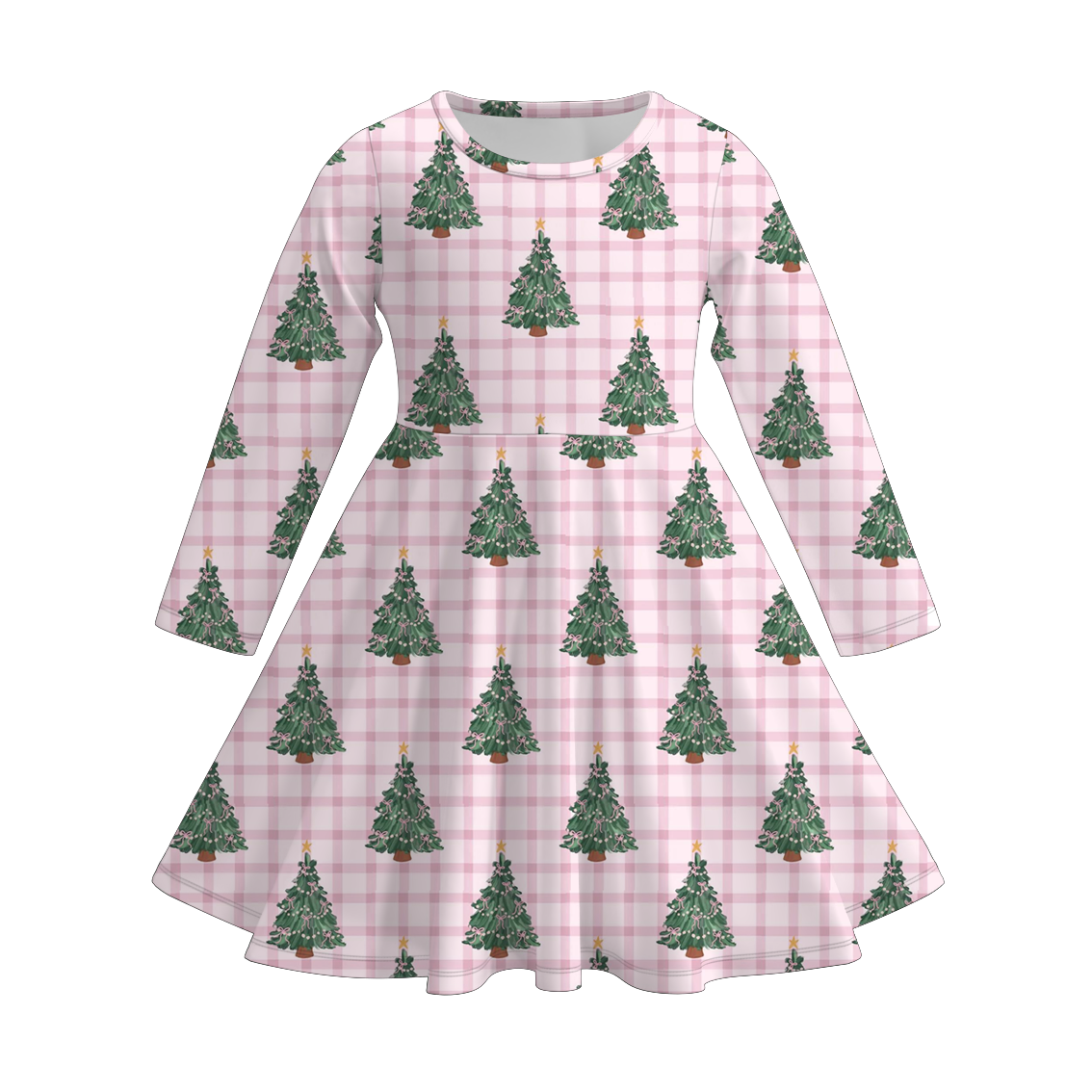 （Pre Order）Girls Christmas Print Long Sleeves Dress