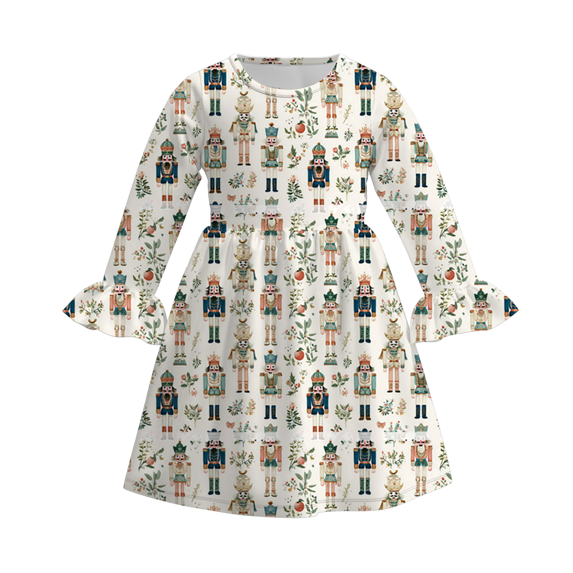 （Pre Order）Girls Christmas Print Ruffle Dress