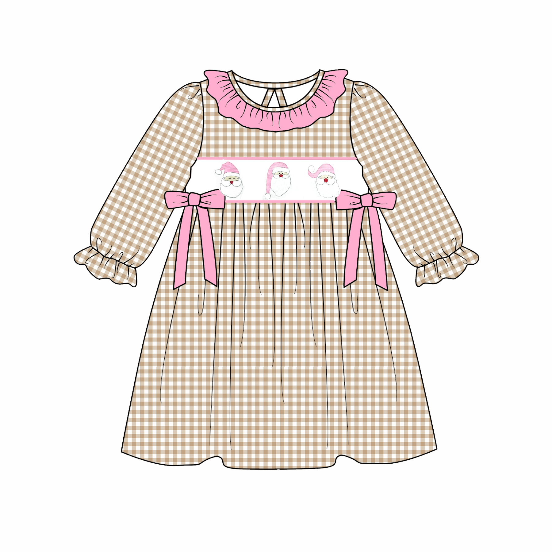 （Pre Order）Sisters Christmas Embroidery Smocked Dress&Romper