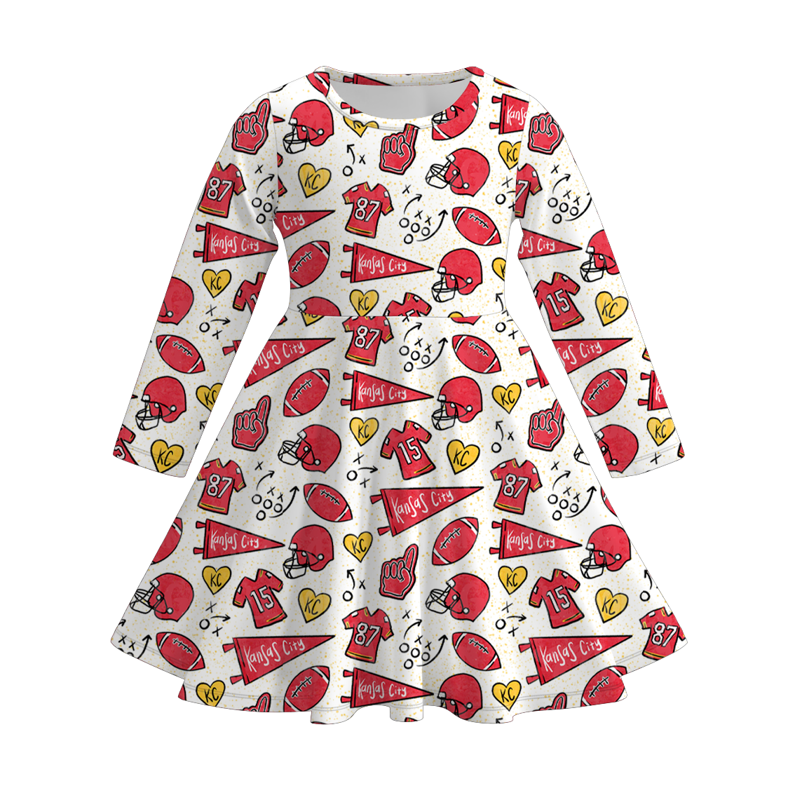 （Pre Order）Family Football Print Dress,Set＆Romper