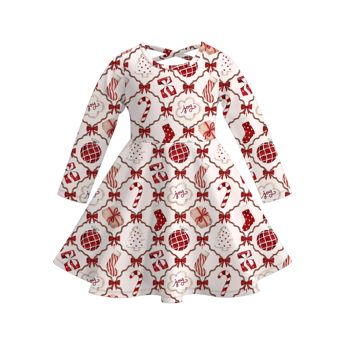 （Pre Order）Girls Christmas Cartoon Print Dress