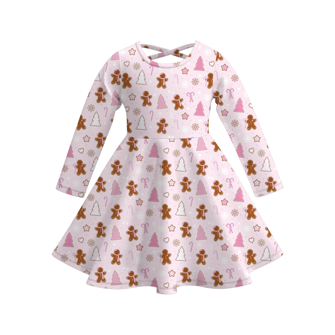 （Pre Order）Girls Christmas Cartoon Print Dress
