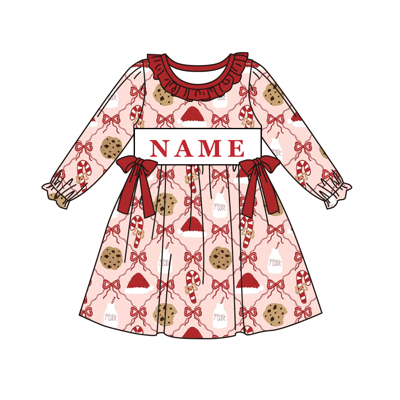 （Pre Order）Family Christmas Embroidery Smocked Dress&Romper