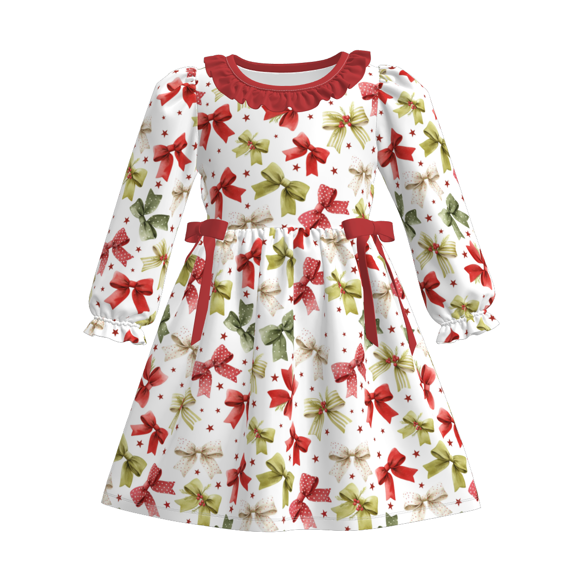 （Pre Order）Family Christmas Bow Print Dress,Set&Top