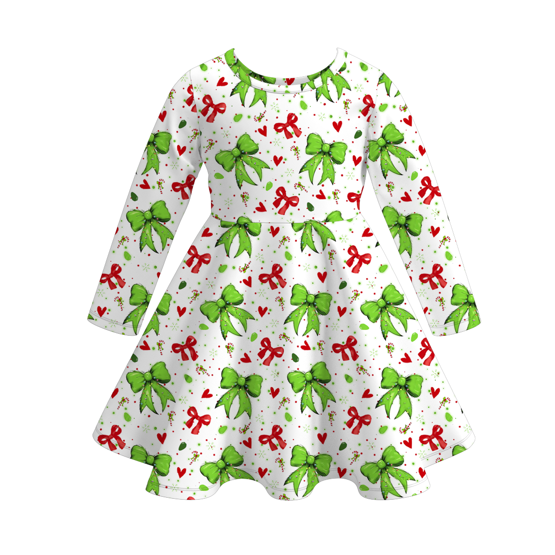 （Pre Order）Girls Christmas Cartoon Print Dress