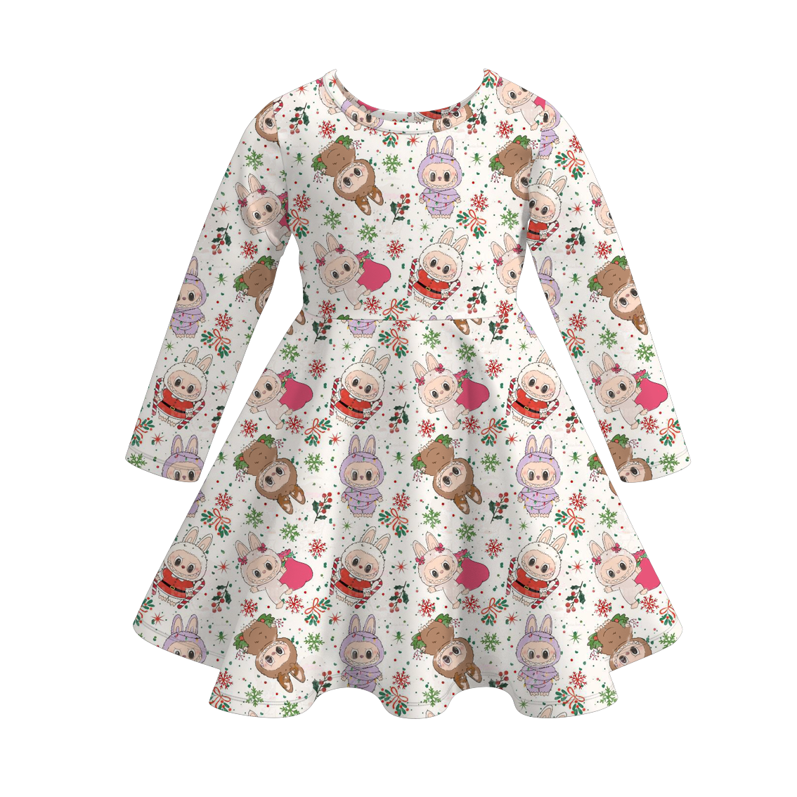 （Pre Order）Girls Christmas Cartoon LBB Print Dress