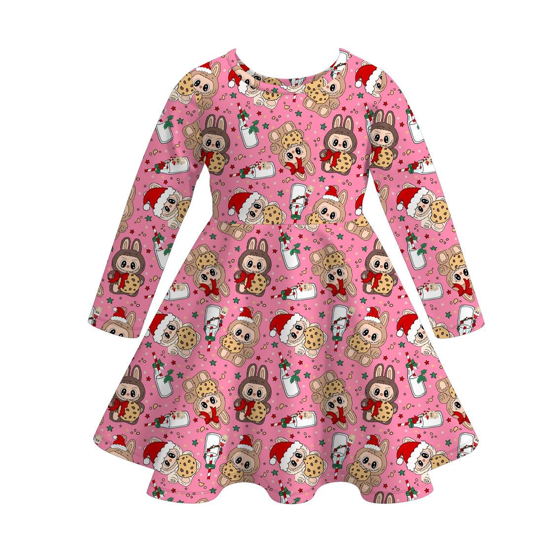 （Pre Order）Girls Christmas Cartoon LBB Print Dress