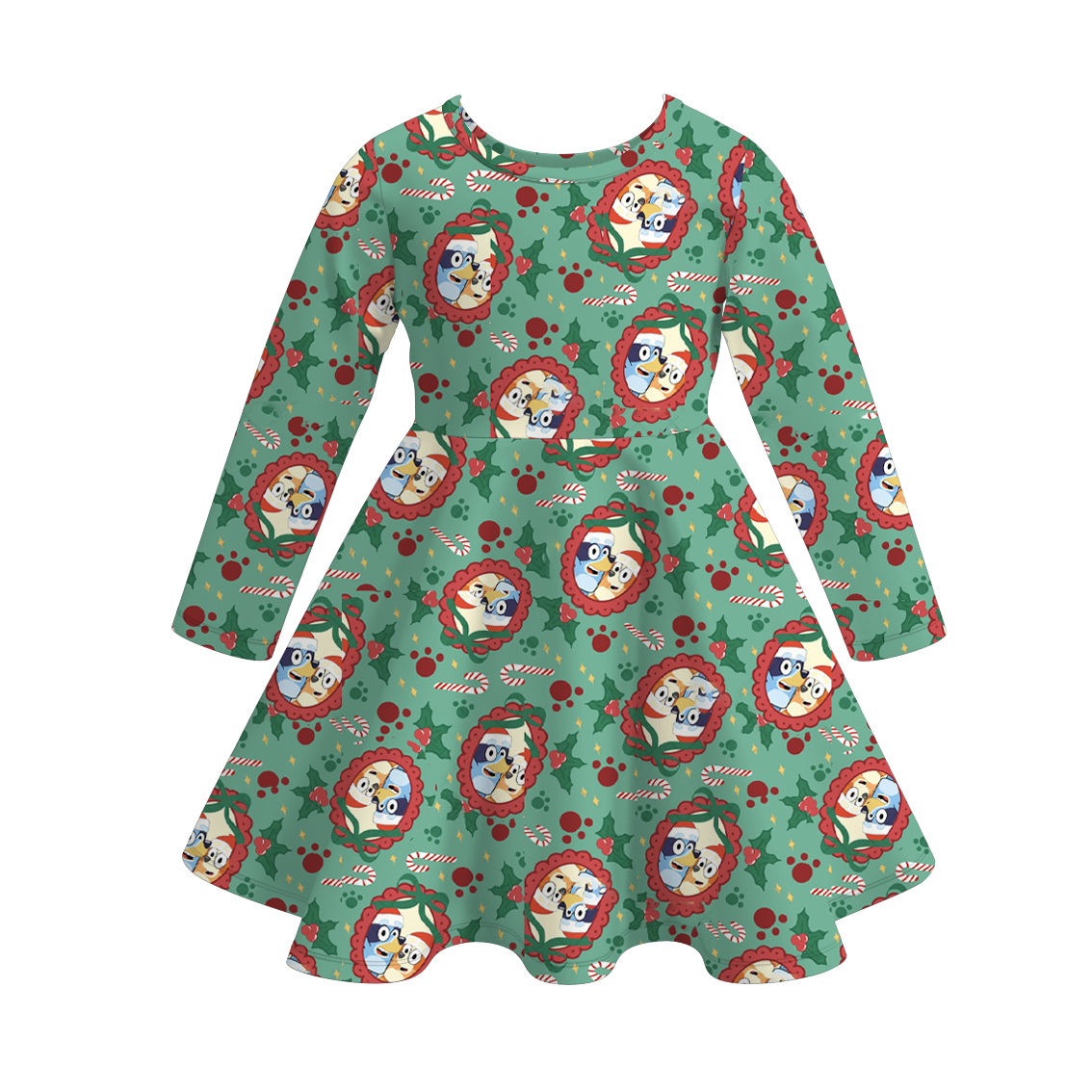 （Pre Order）Girls Christmas Cartoon LBB Print Dress