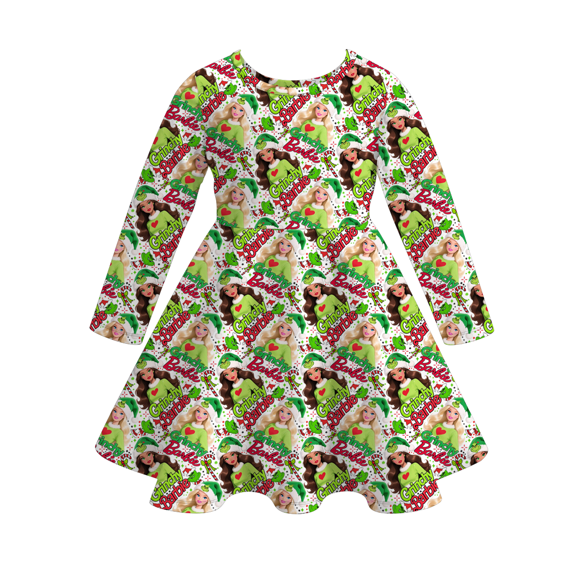 （Pre Order）Girls Christmas Cartoon LBB Print Dress