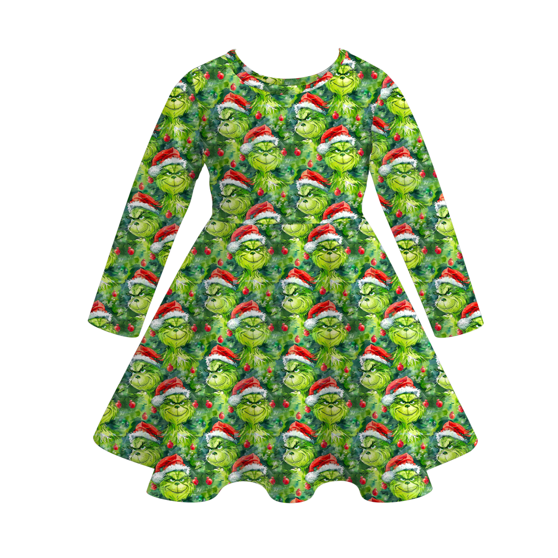 （Pre Order）Girls Christmas Cartoon Print Dress