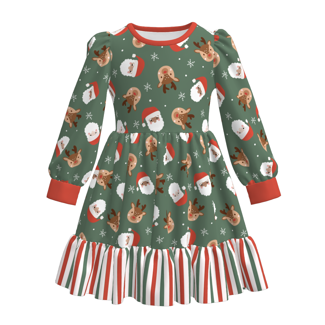 （Pre Order）Girls Christmas LBB Print Ruffle Dress