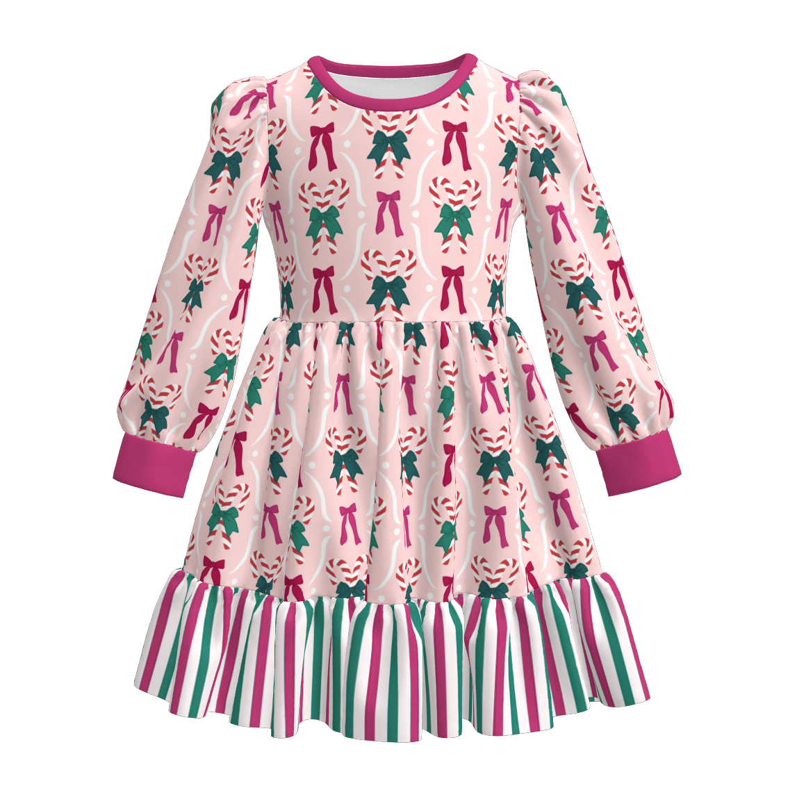 （Pre Order）Girls Christmas LBB Print Ruffle Dress