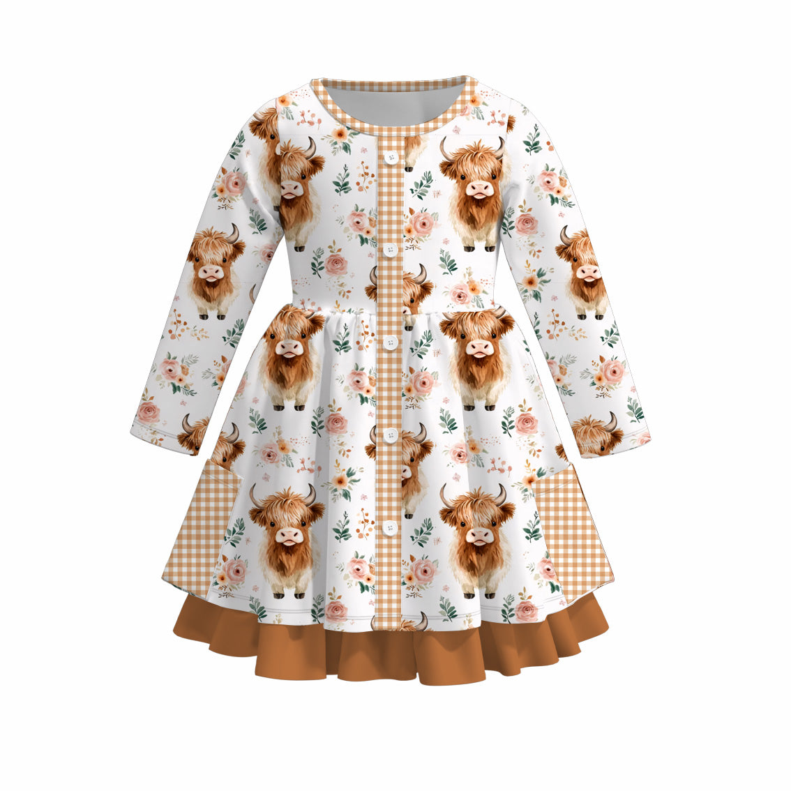 （Pre Order）Family Fall Cowgirl Print Dress,Pajamas,Romper