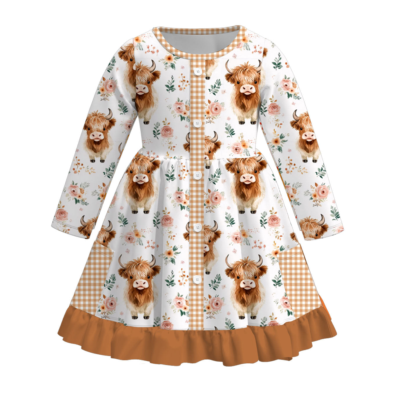 （Pre Order）Family Fall Cowgirl Print Dress,Pajamas,Romper