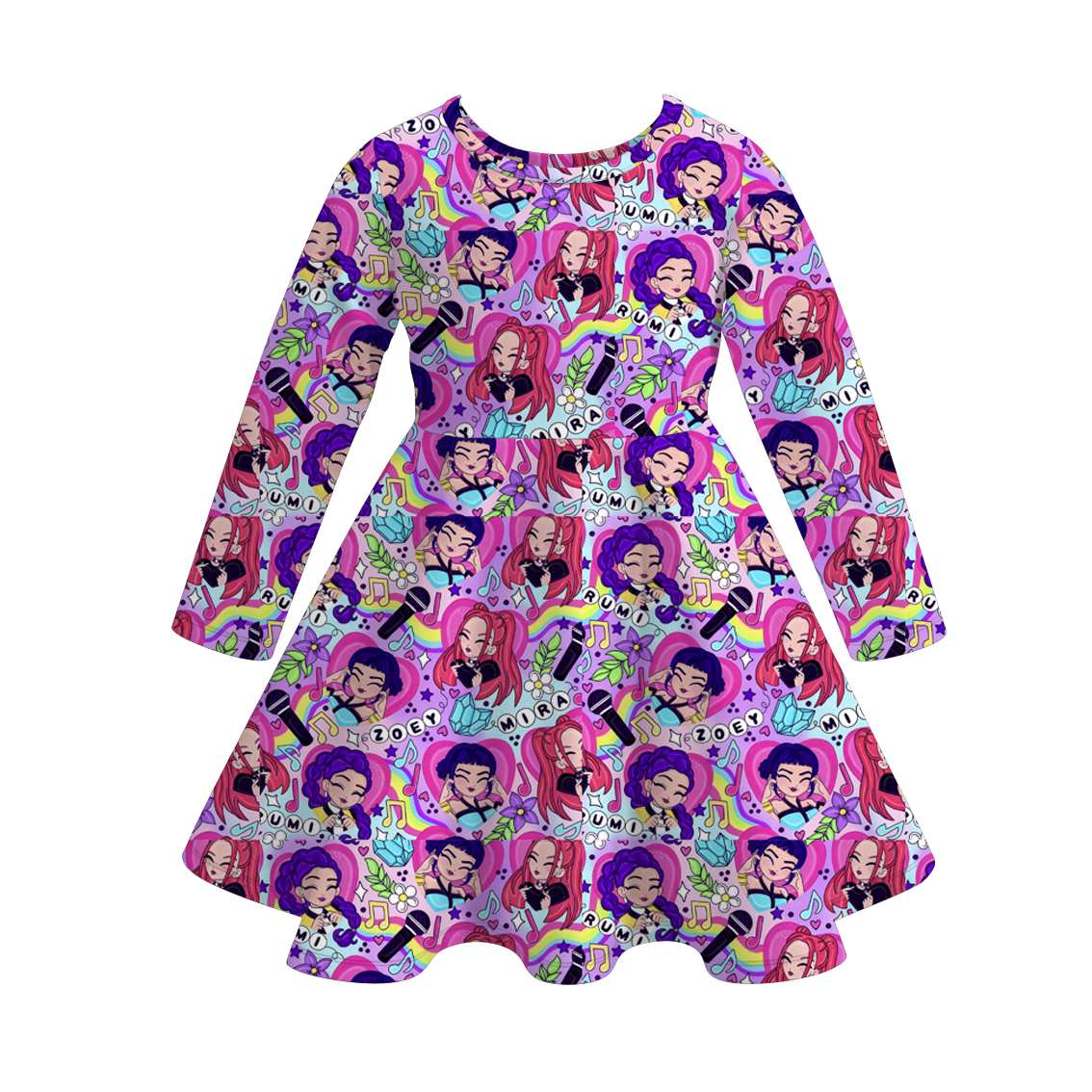 （Pre Order）Girls Movie Character Print Long Sleeves Dress