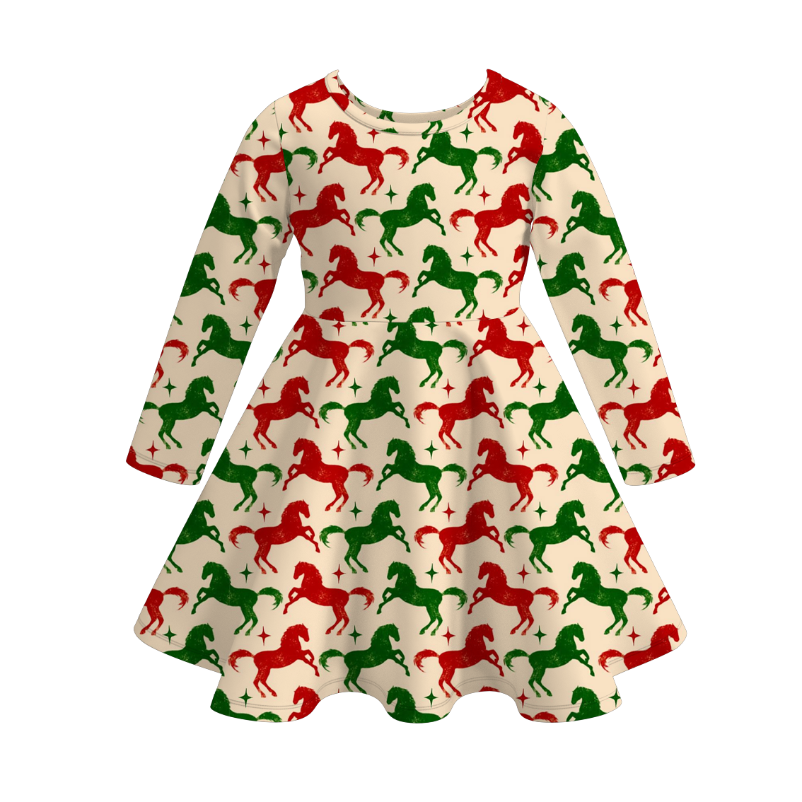 （Pre Order）Family Christmas Horse Dress,Set,Pants＆Romper