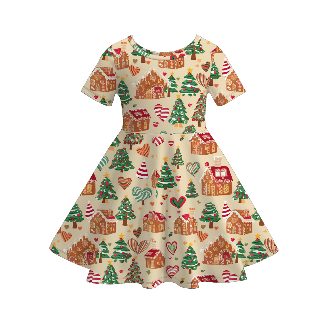 （Pre Order）Girls Christmas Cartoon Print Dress