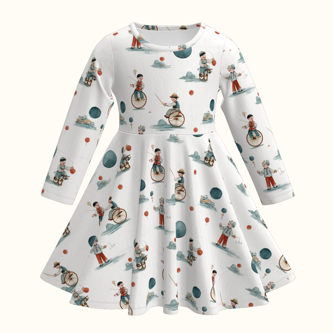 （Pre Order）Girls Fall Print Long Sleeves Dress