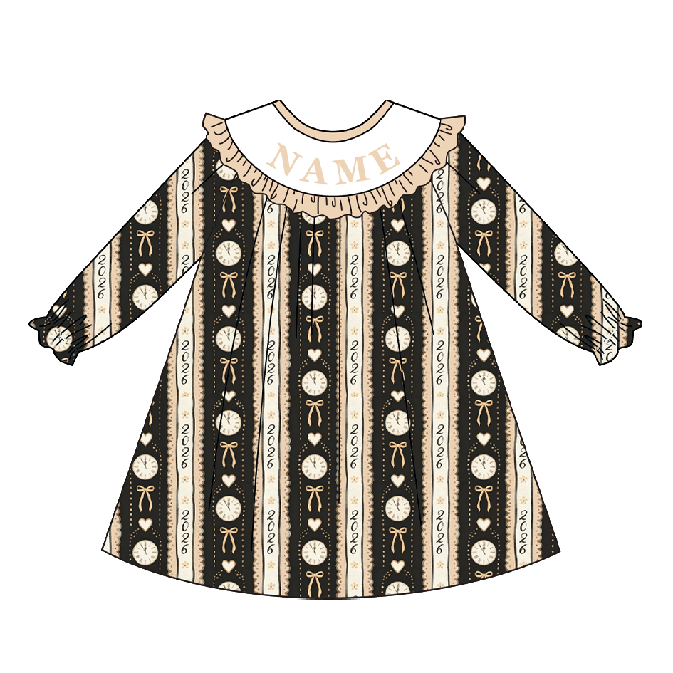 （Pre Order）Family New Year Bow Embroidery Smocked Dress,Set&Romper