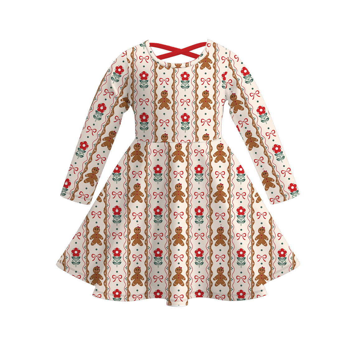 （Pre Order）Girls Christmas Cartoon Print Dress