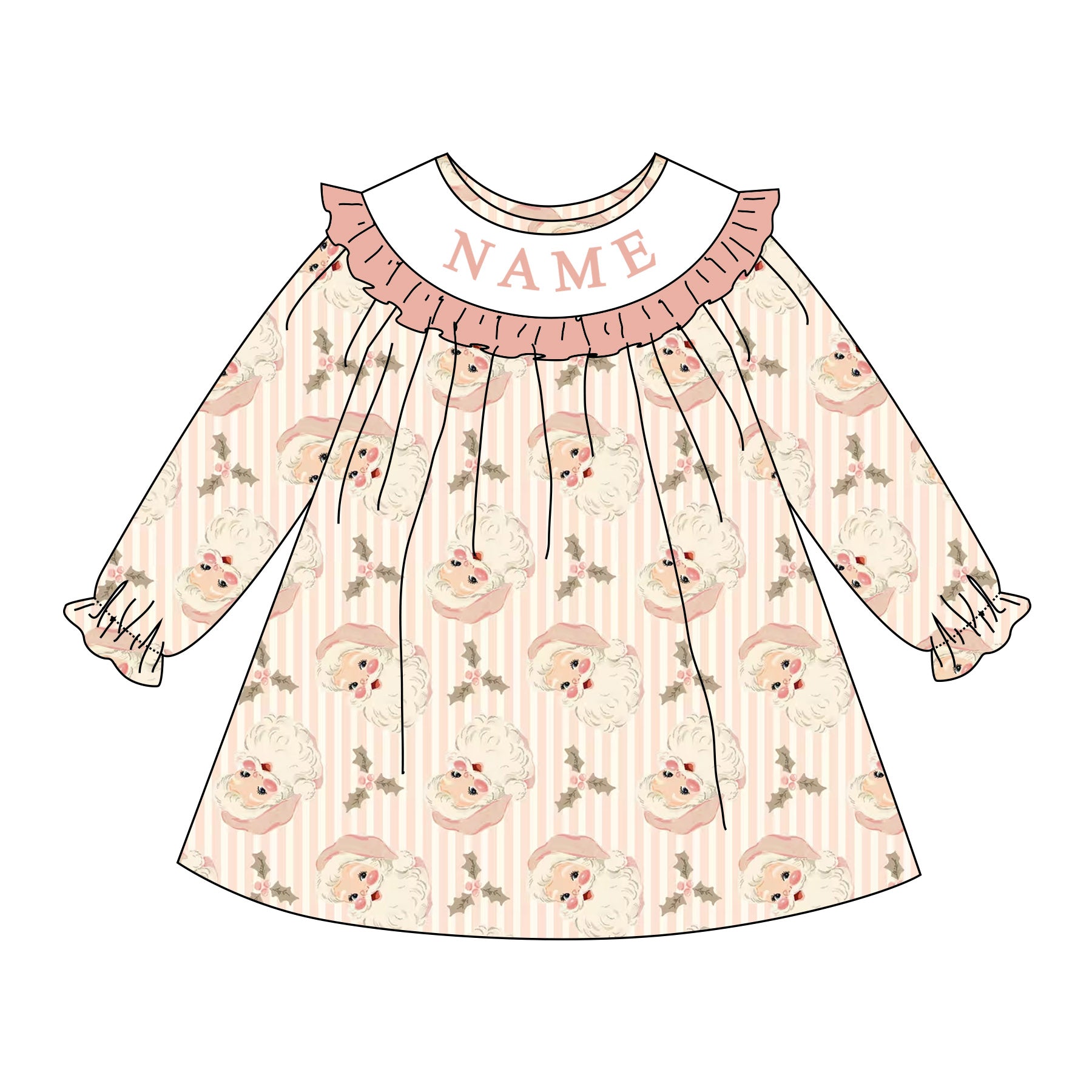 （Pre Order）Sisters Christmas Embroidery Smocked Dress&Romper