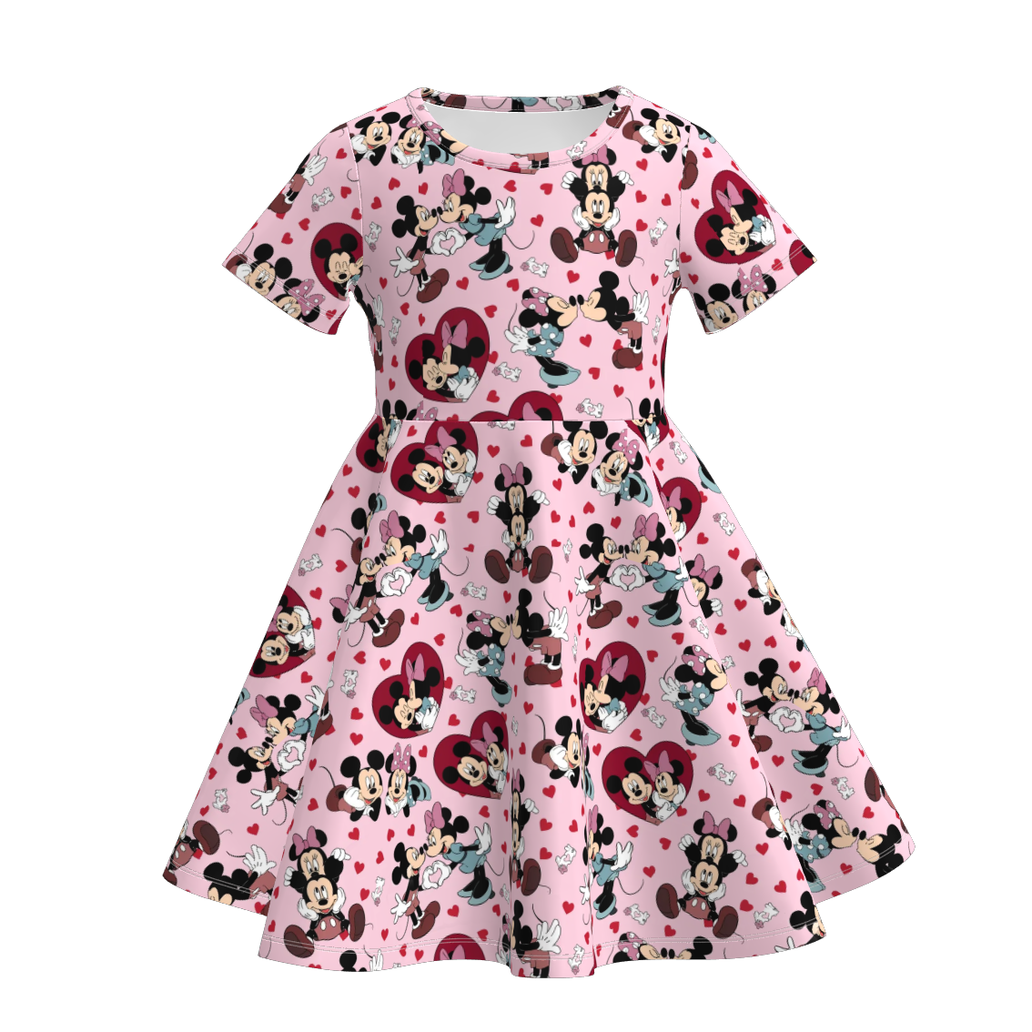 （Pre Order）Girls Valentine's Day Cartoon Print Dress