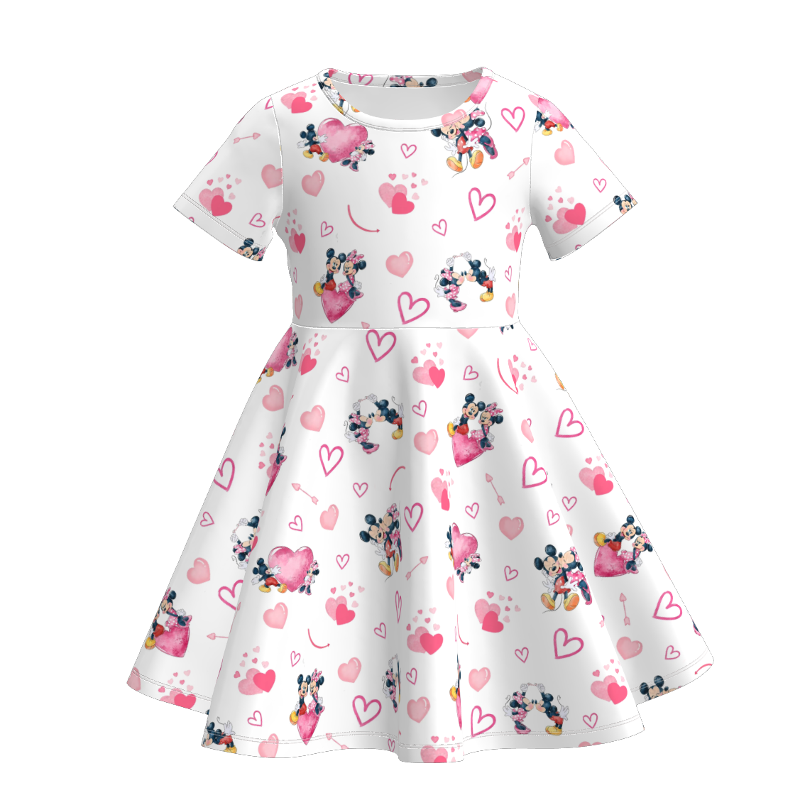 （Pre Order）Girls Valentine's Day Cartoon Print Dress