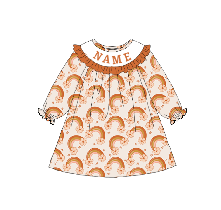 （Pre Order）Sisters Spring Rainbow Embroidery Smocked Dress&Romper