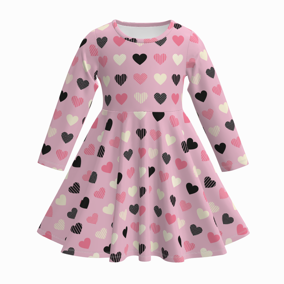 （Pre Order）Girls Valentine's Day Cartoon Print Dress