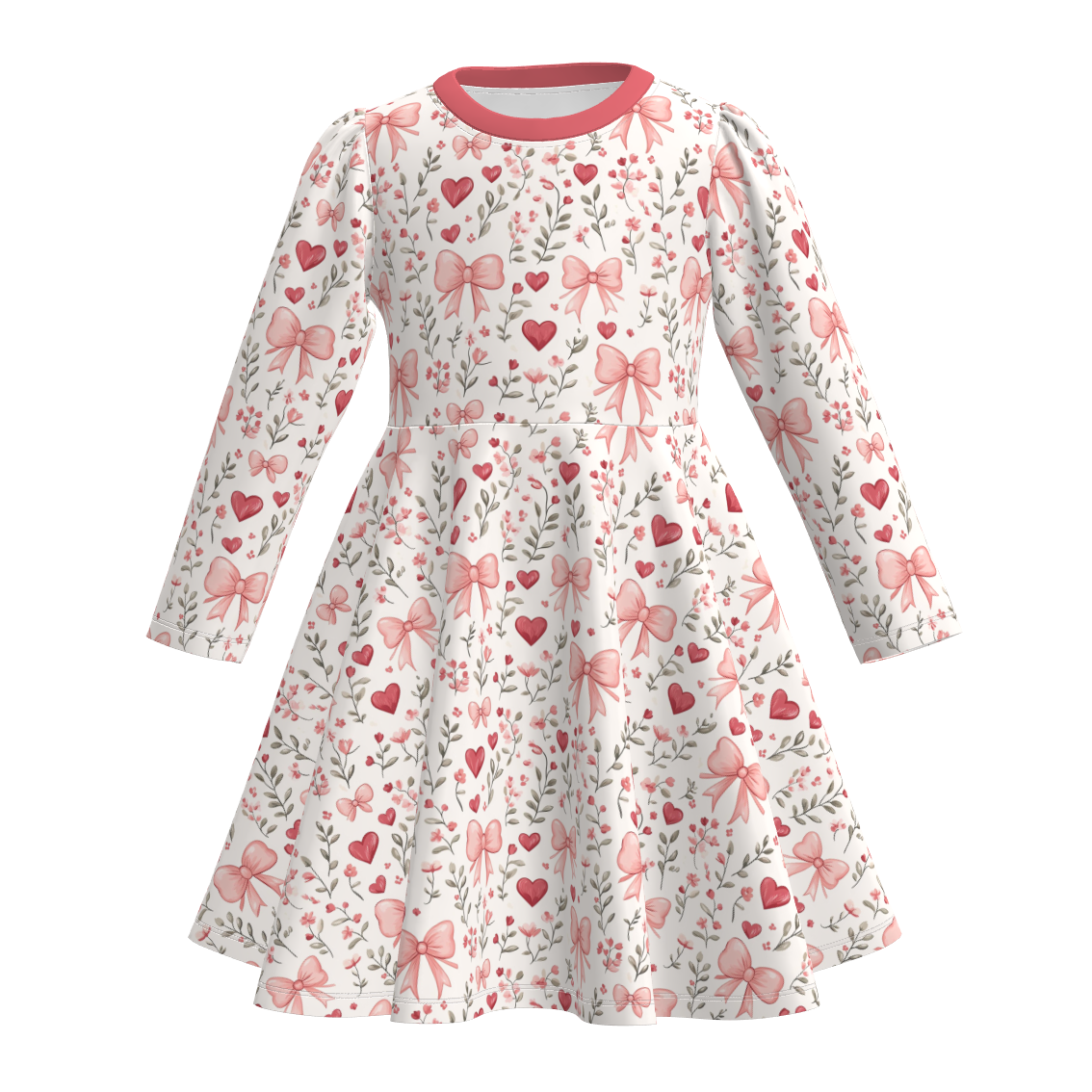 （Pre Order）Girls Valentine's Day Cartoon Print Dress