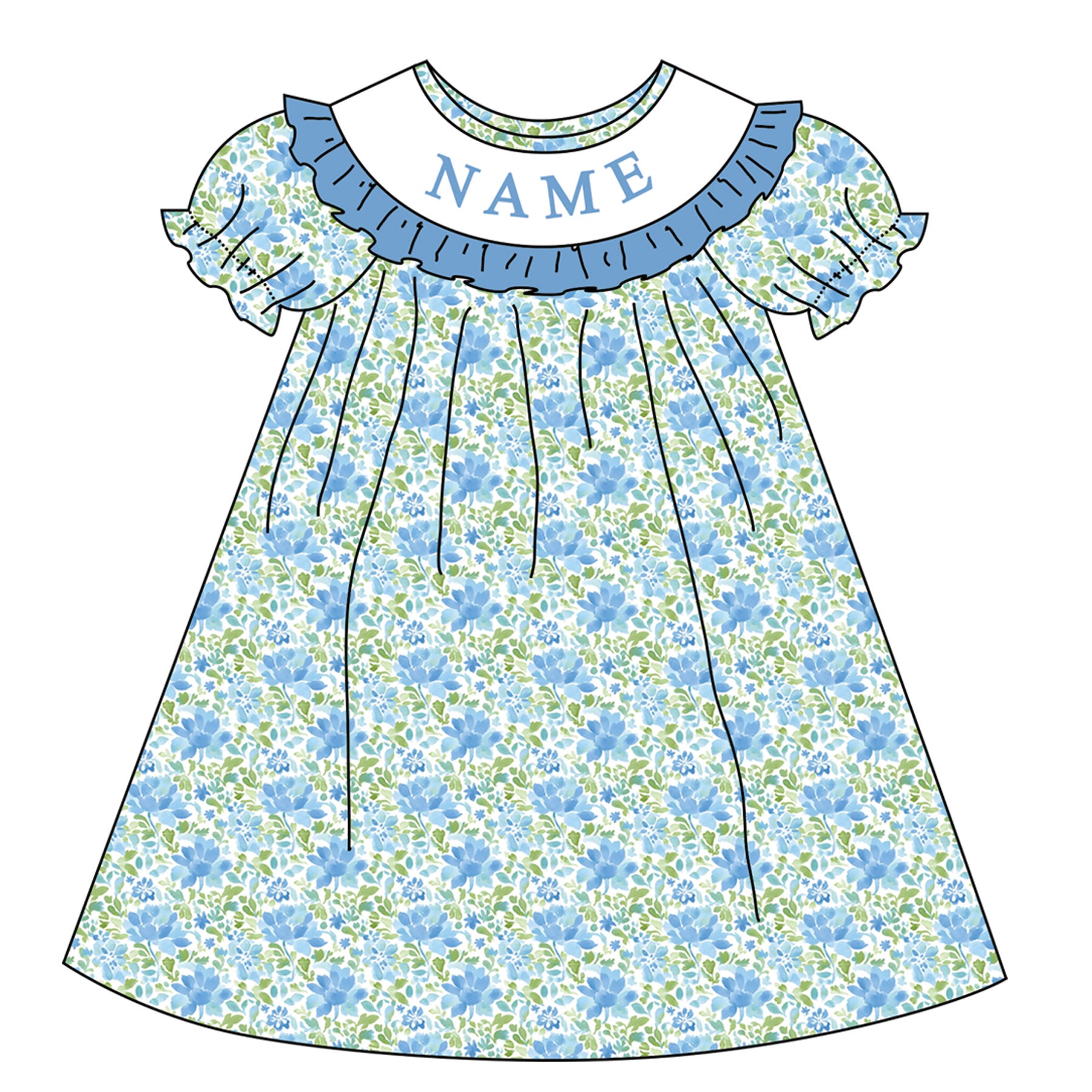 （Pre Order）Sisters Spring Floral Embroidery Smocked Dress&Romper