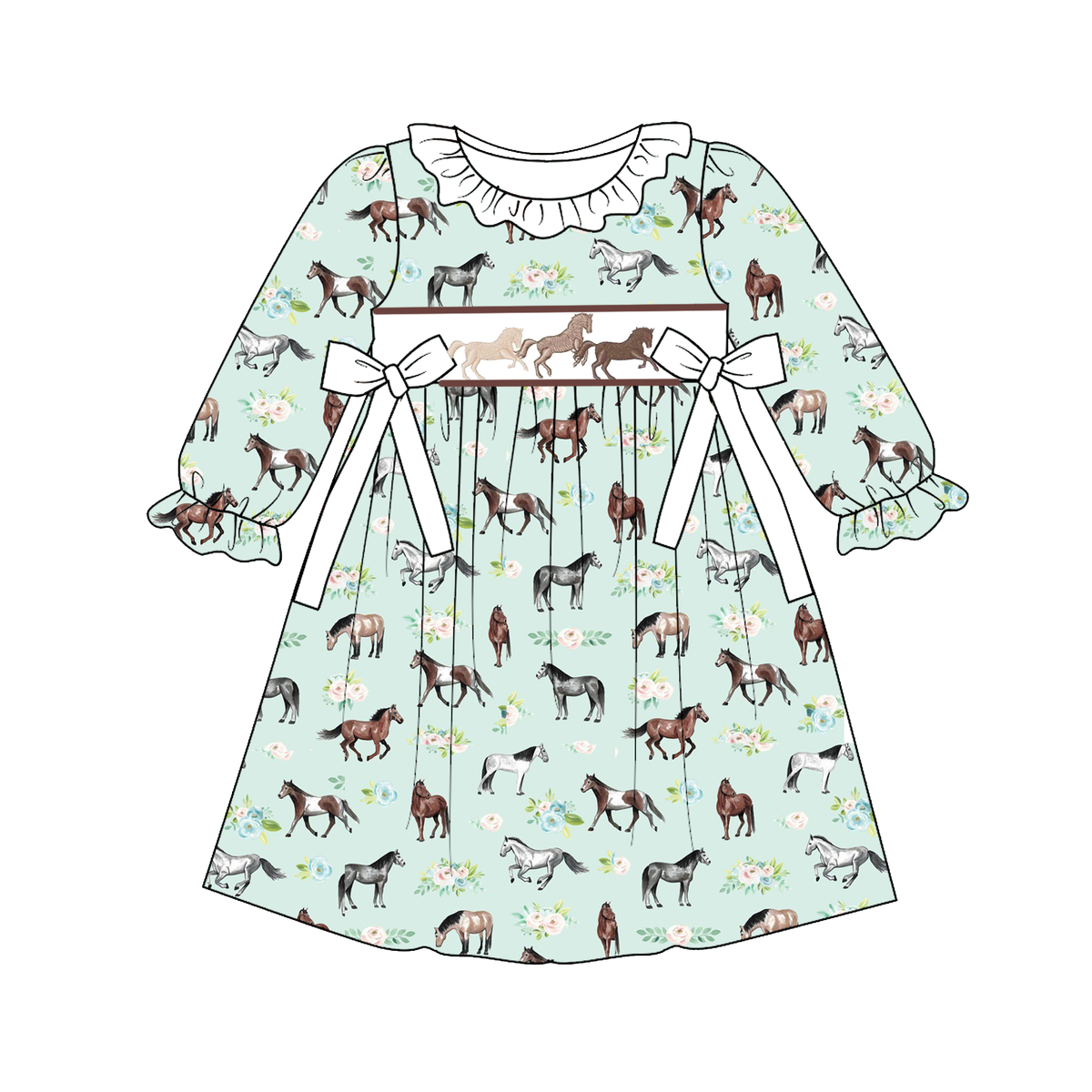 （Weekly Pre-Order）Sisters Horse Embroidery Smocked Dress&Romper（Ends 10.18）