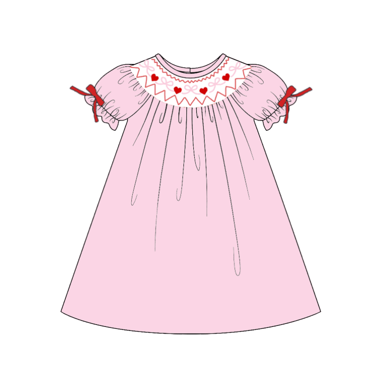 （Pre Order）Siblings Valentine's Day Embroidery Smocked Dress,Set&Romper