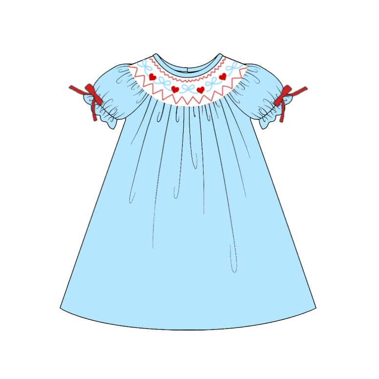 （Pre Order）Siblings Valentine's Day Embroidery Smocked Dress,Set&Romper