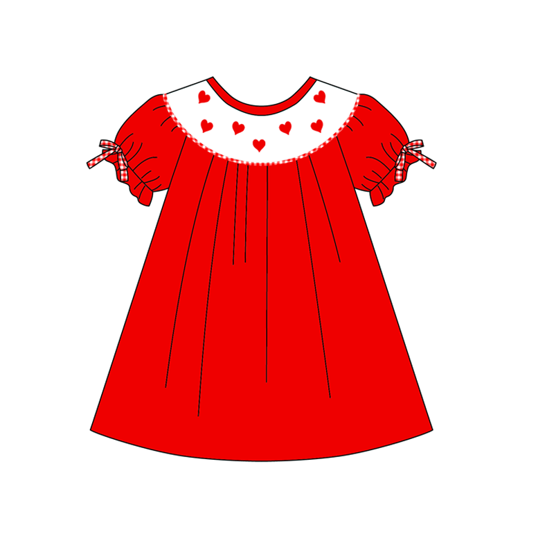 （Pre Order）Sisters Valentine's Day Embroidery Smocked Dress,Set&Romper