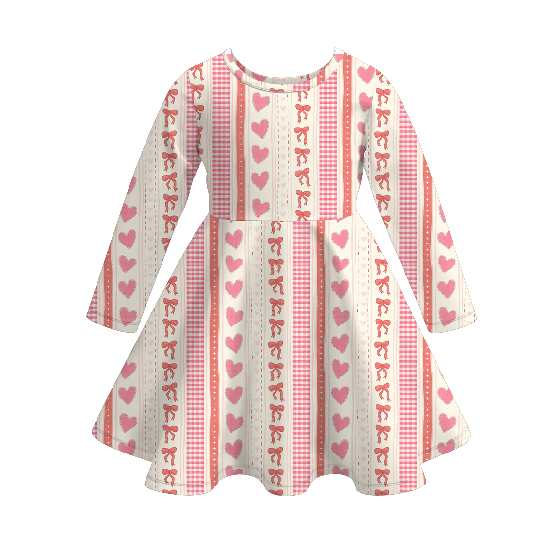 （Pre Order）Girls Valentine's Day Print Long Sleeves Dress
