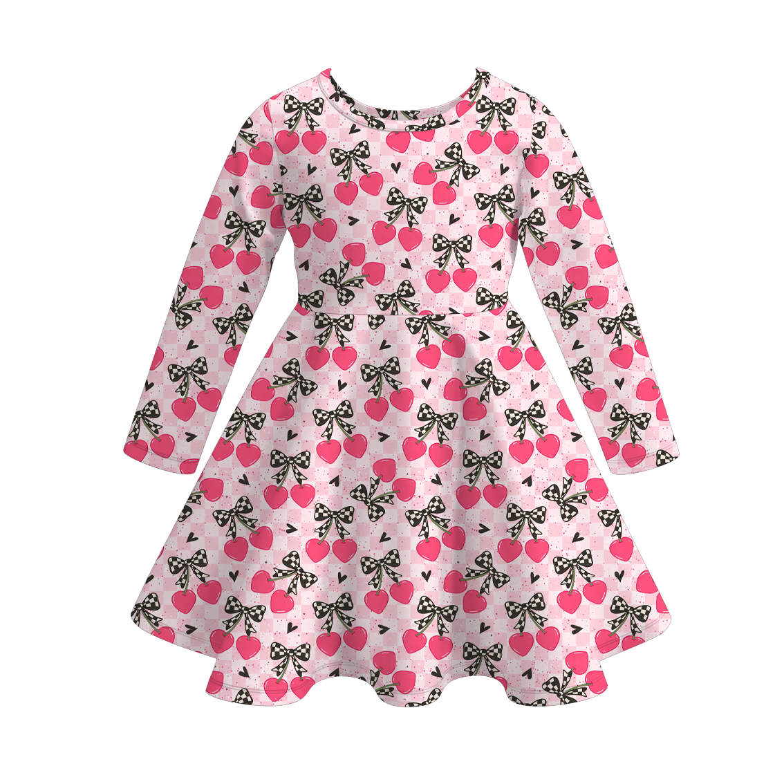 （Pre Order）Girls Valentine's Day Print Long Sleeves Dress