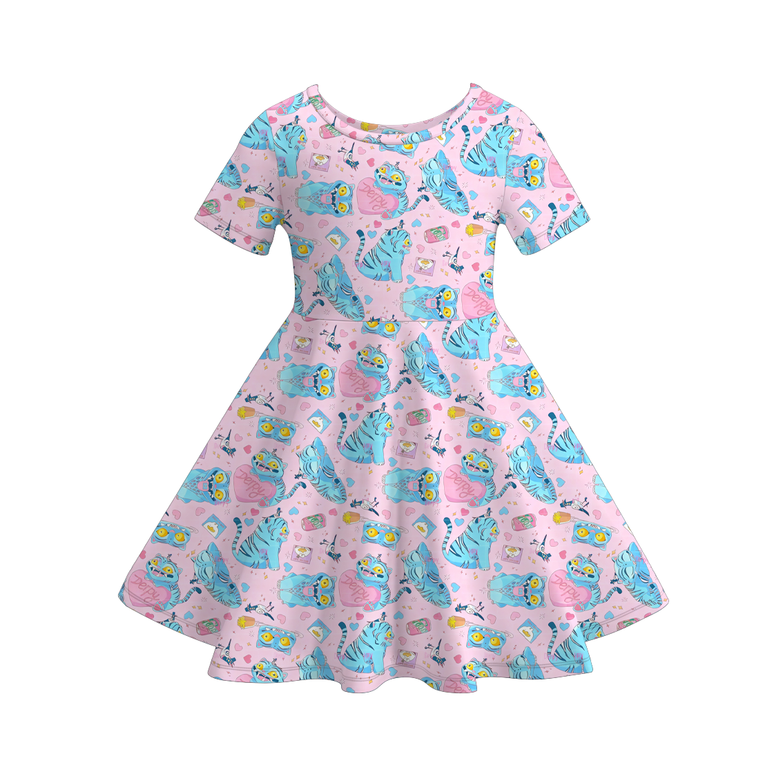 （Pre Order）Girls Valentine's Day Print Long Sleeves Dress