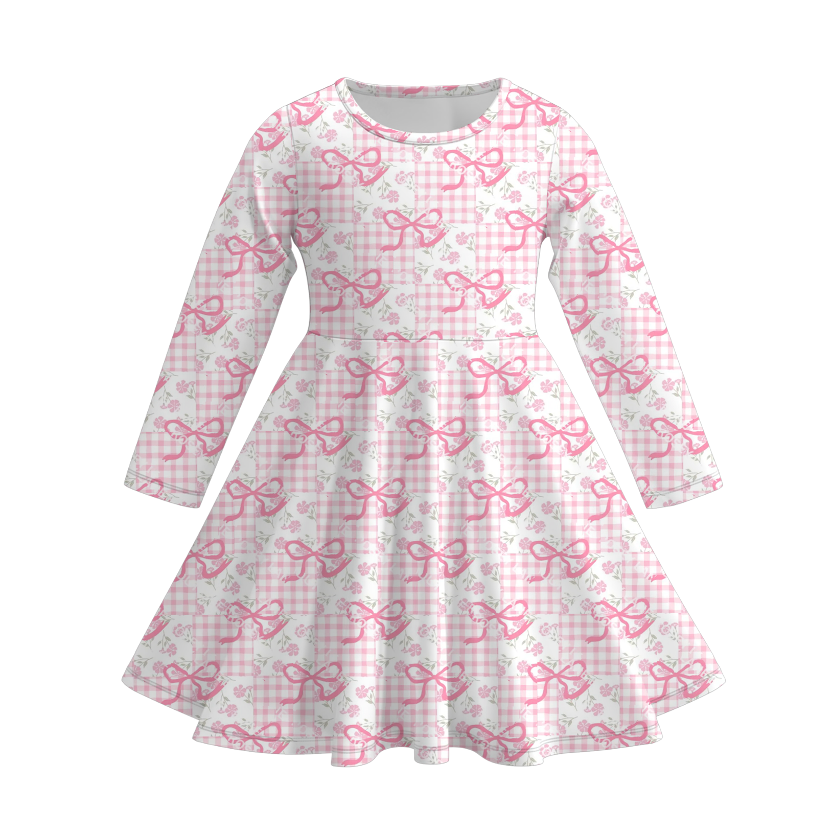 （Pre Order）Girls Valentine's Day Print Long Sleeves Dress
