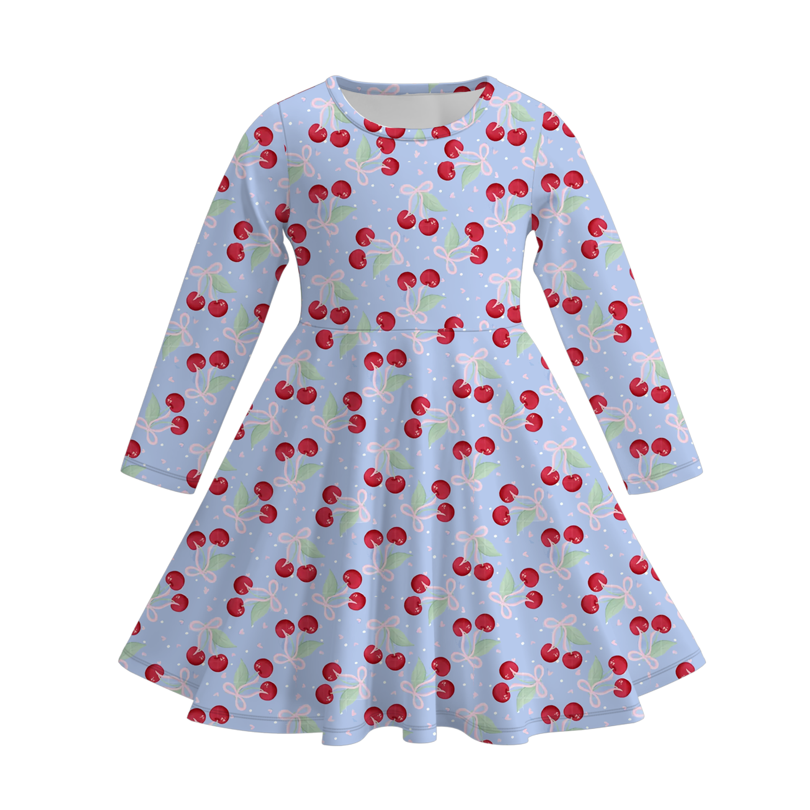 （Pre Order）Girls Valentine's Day Print Long Sleeves Dress