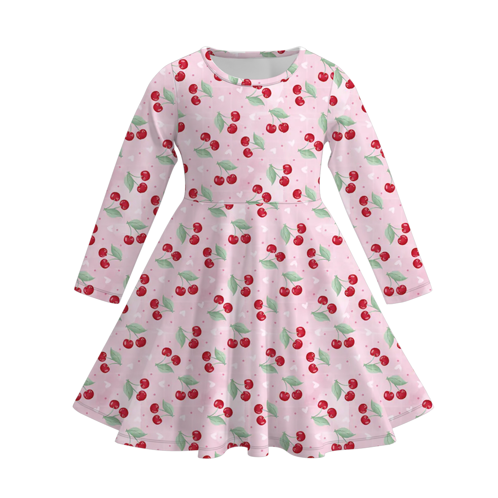 （Pre Order）Girls Valentine's Day Print Long Sleeves Dress