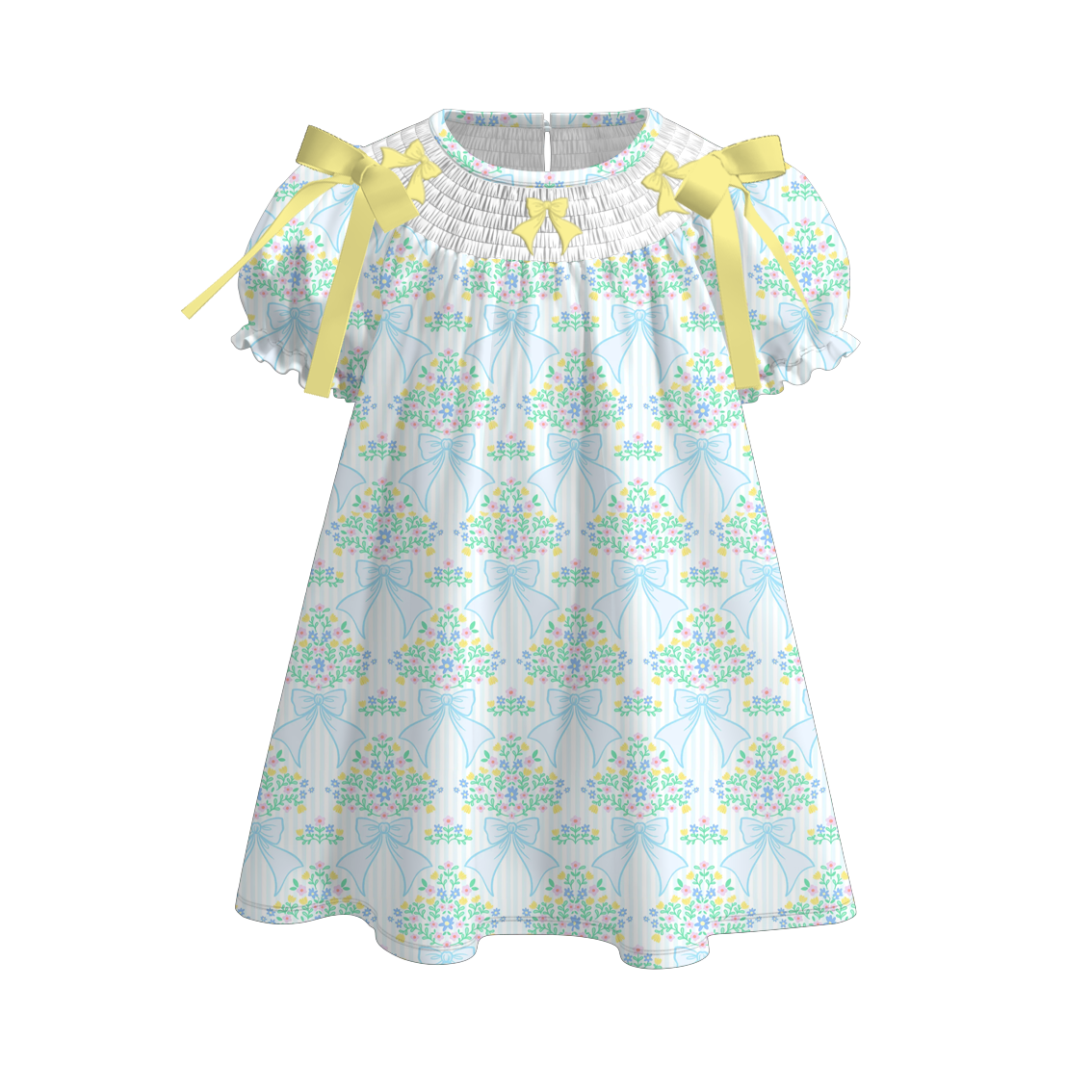 （Pre Order）Sisters Spring Bow Embroidery Smocked Dress&Romper