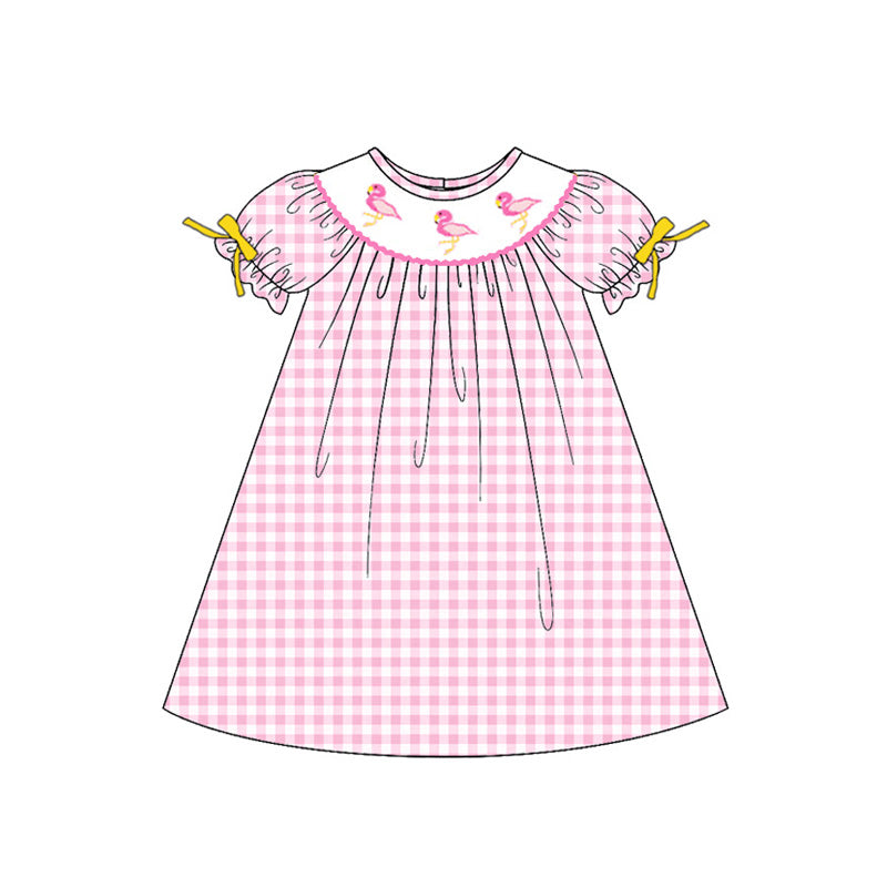 （Pre Order）Sisters Spring Flamingo Embroidery Smocked Dress&Romper