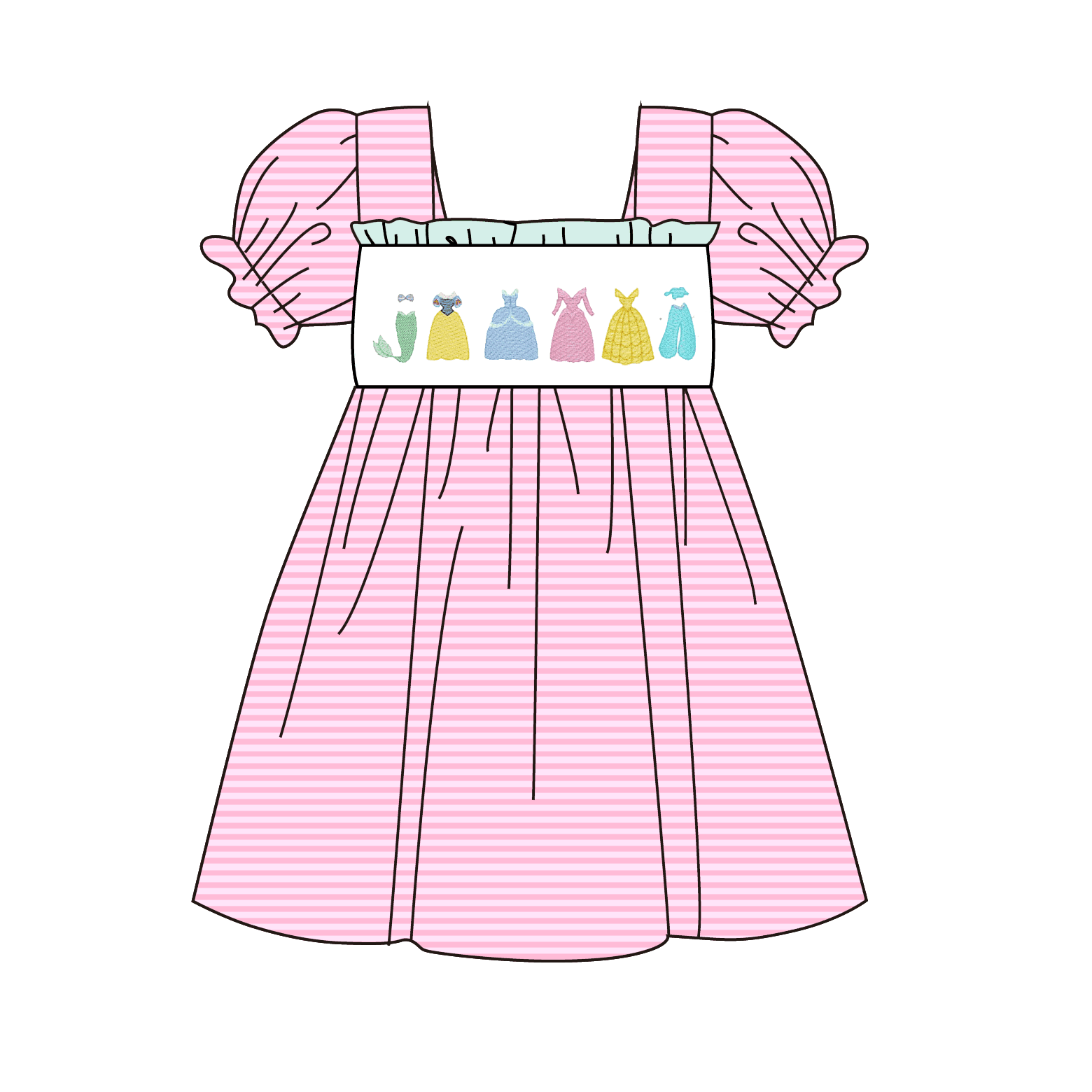 （Pre Order）Sisters Spring Princess Embroidery Smocked Dress&Romper