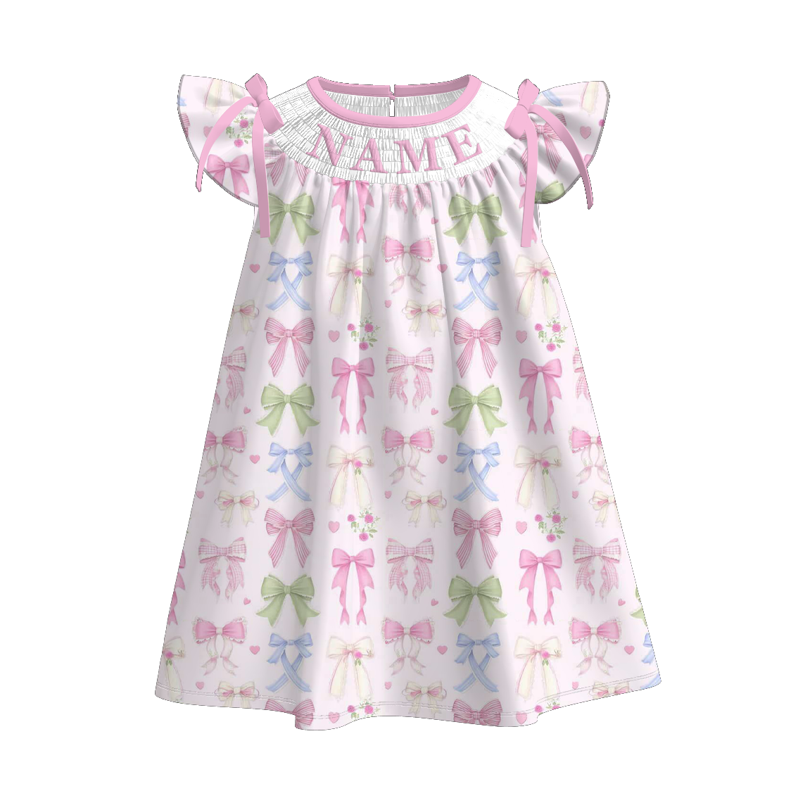 （Pre Order）Sisters Spring Bow Embroidery Smocked Dress,Set&Romper