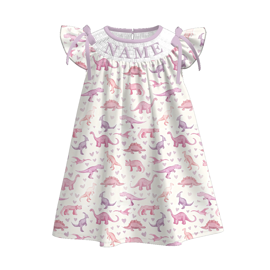 （Pre Order）Sisters Spring Dino Embroidery Smocked Dress,Set&Romper