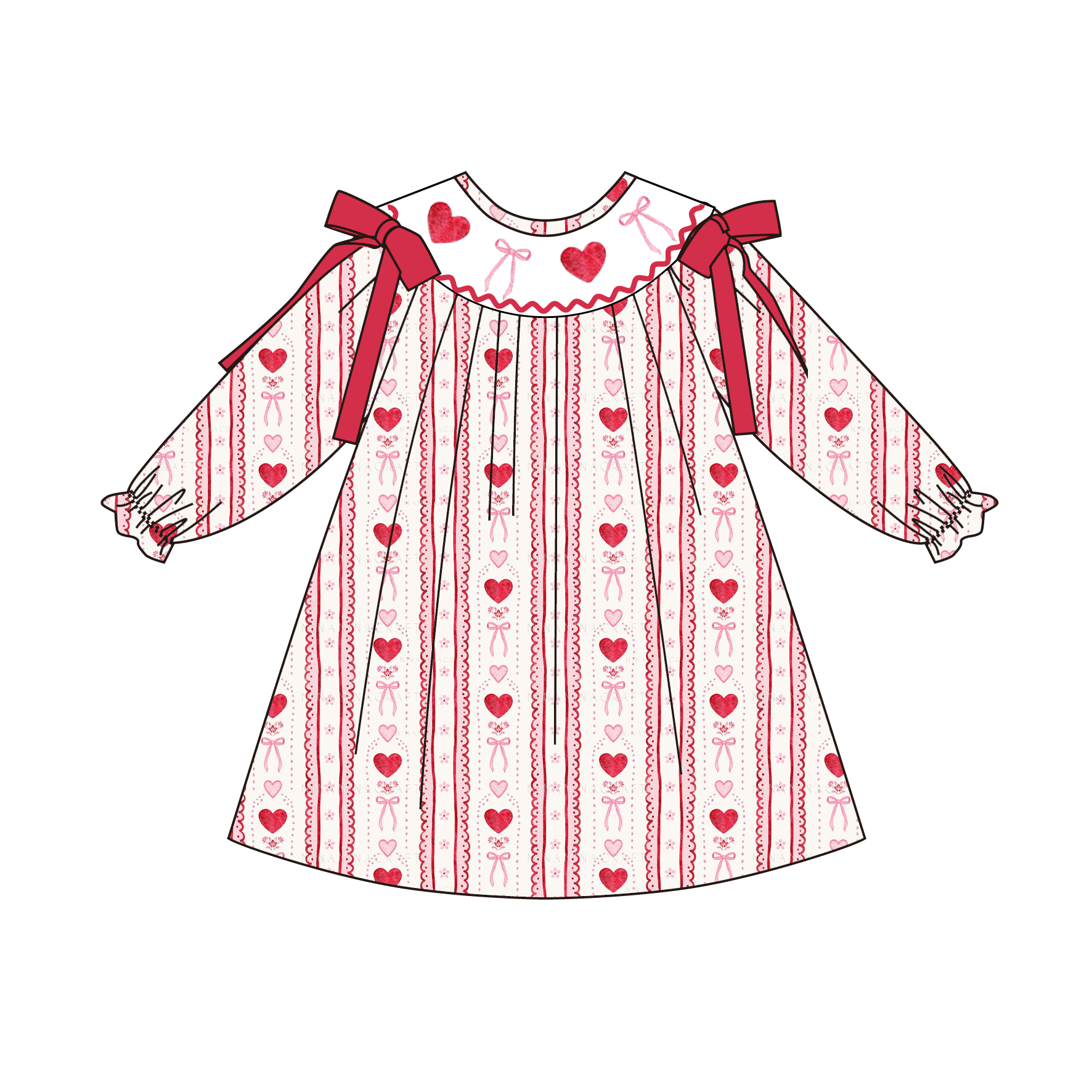 （Pre Order）Sisters Valentine's Day Embroidery Smocked Dress&Romper