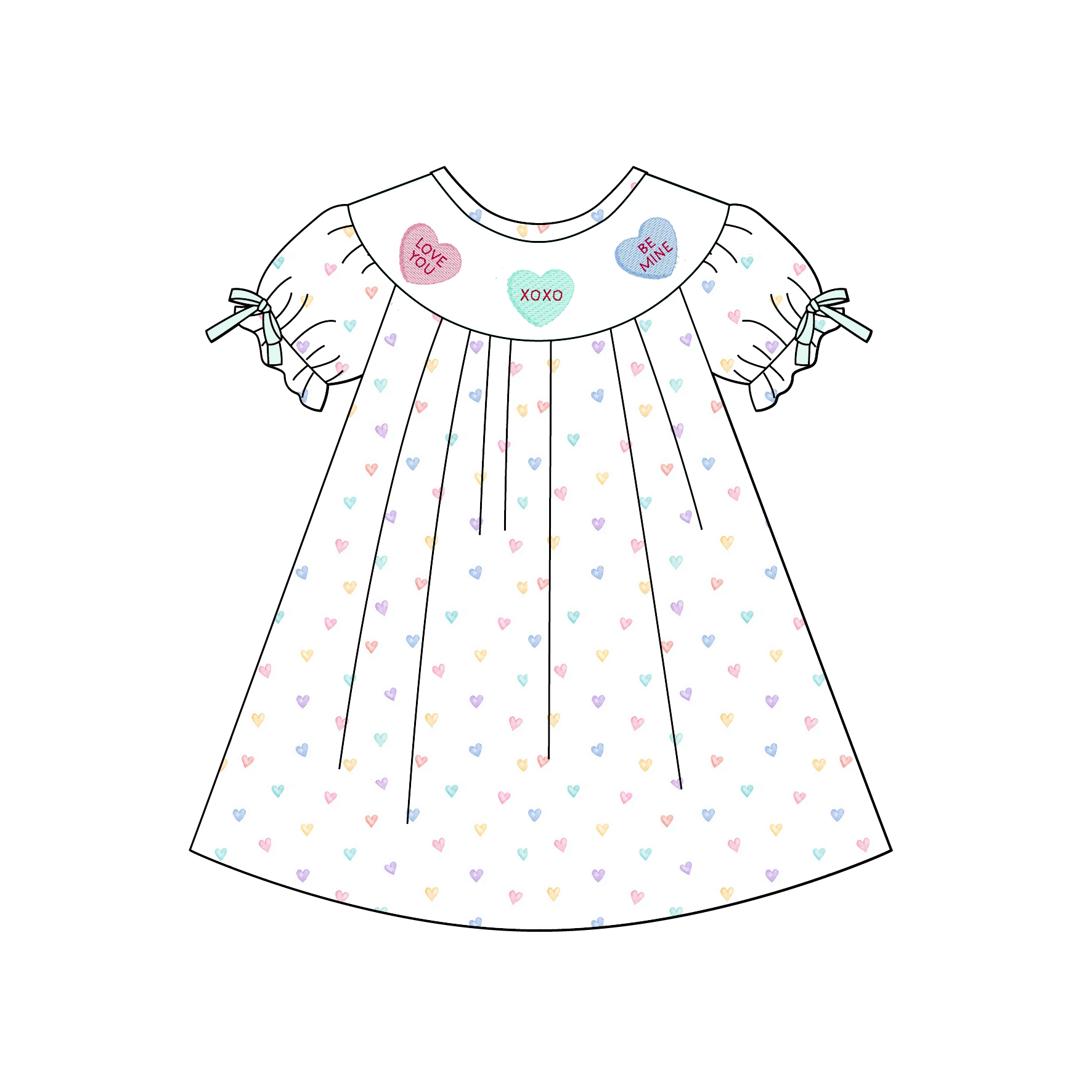 （Pre Order）Sisters Valentine's Day Embroidery Smocked Dress&Romper